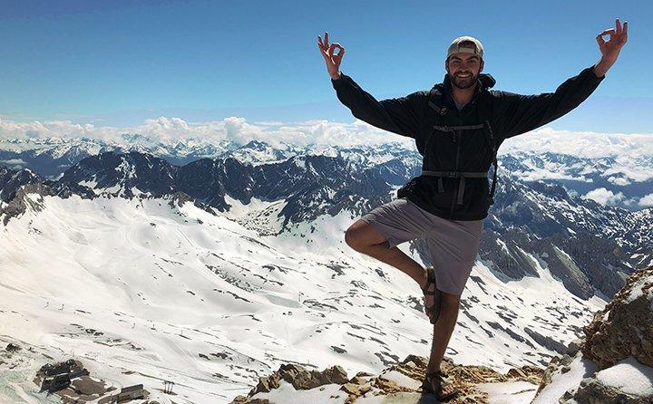Exercise science major Will Vance on top the highest peak in Germany's Wetterstein mountains.